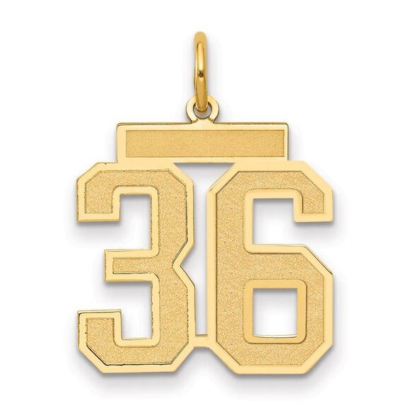 14k Yellow Gold Jersey Collection Medium Number 36 Pendant